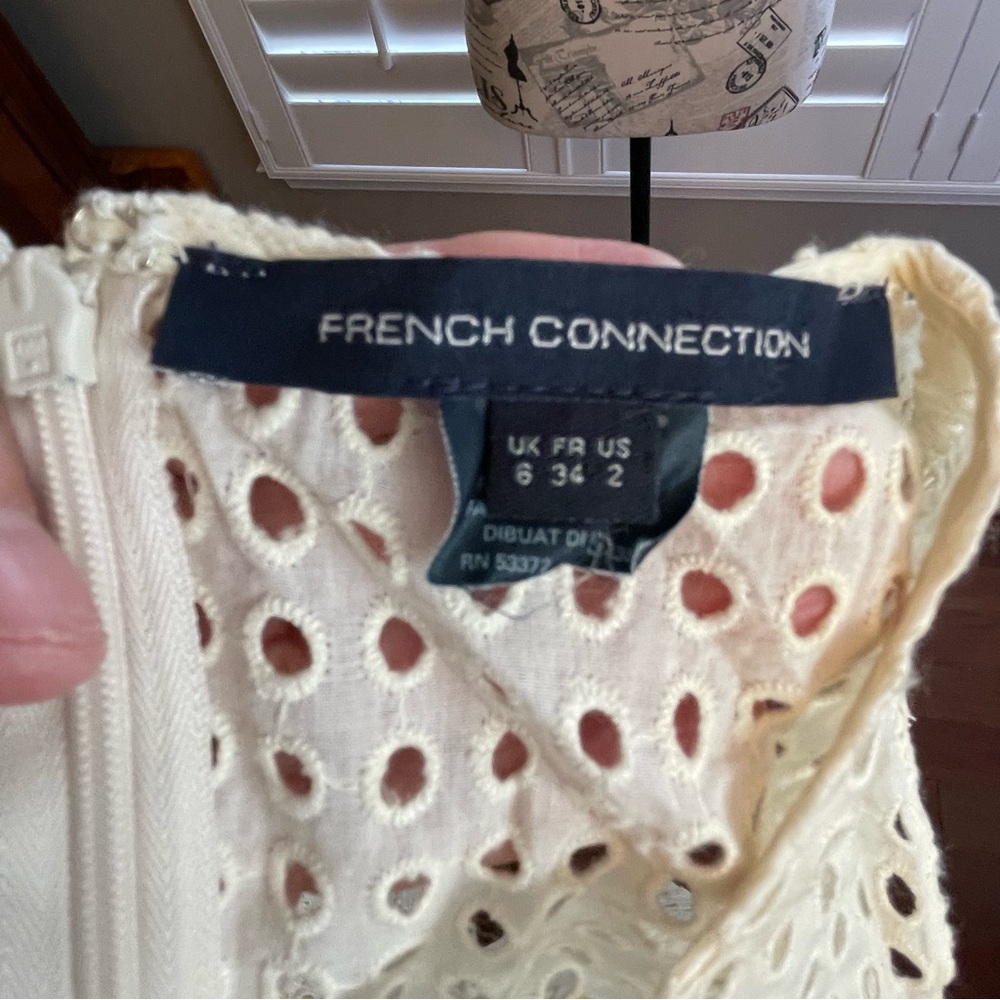 French Connection Cream Eyelet Midi Dress with pockets - Picture 7 of 7